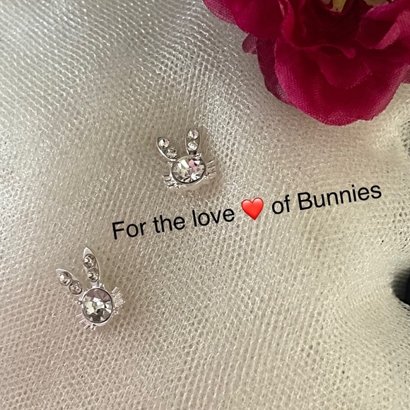 Rhinestone Bunnies Easter Bunny Jewelry. Earrings For Easter. Great Gift Idea - Picture 1 of 4